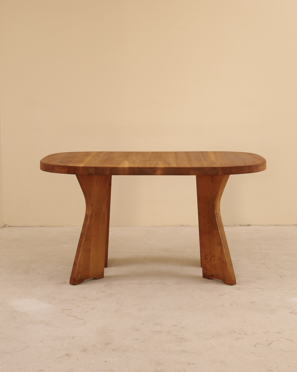 Table en orme massif, C. Demoyen, France, 1980&rsquo;s