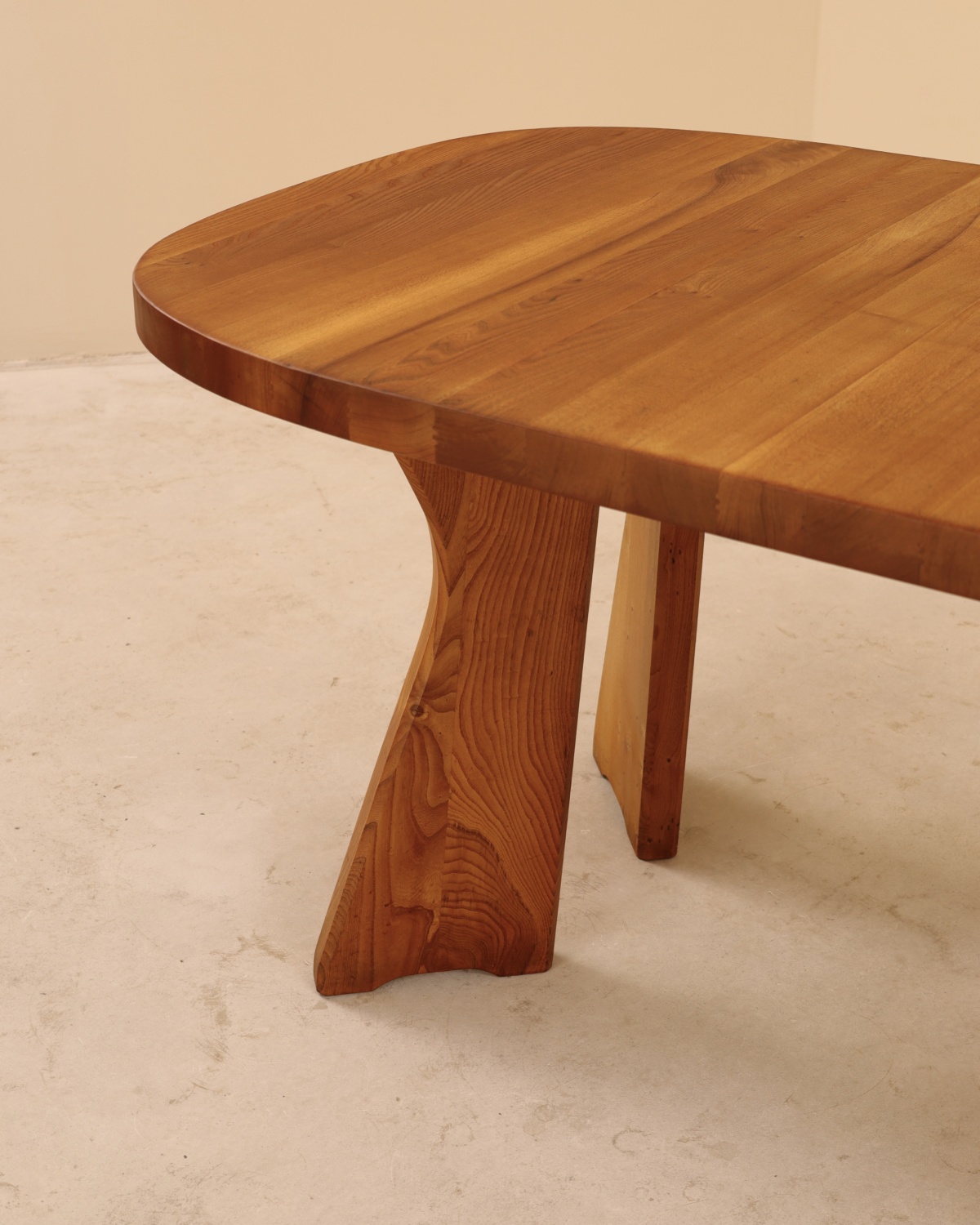 Table en orme massif, C. Demoyen, France, 1980&rsquo;s