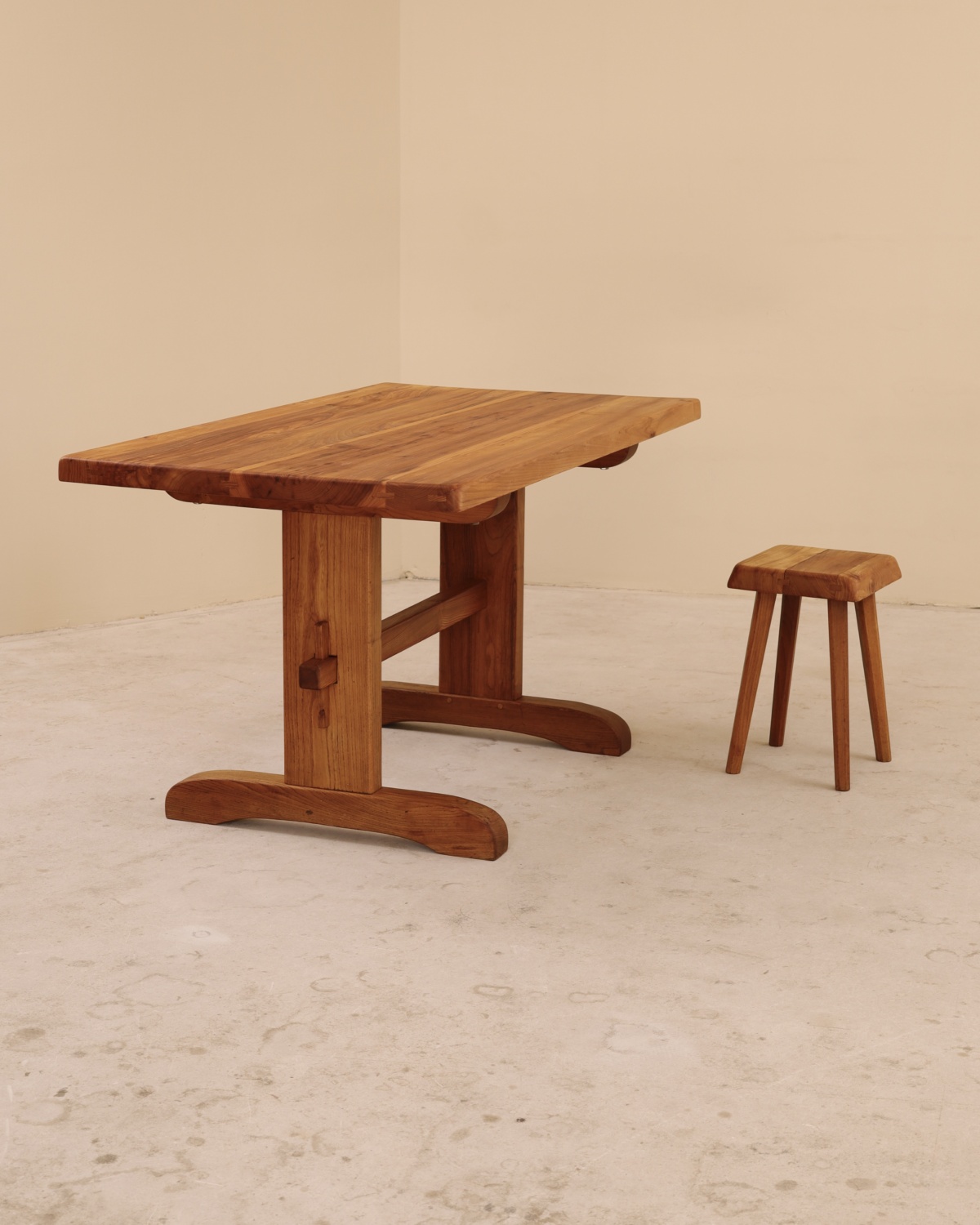 Table en orme massif, France, 1980&rsquo;s