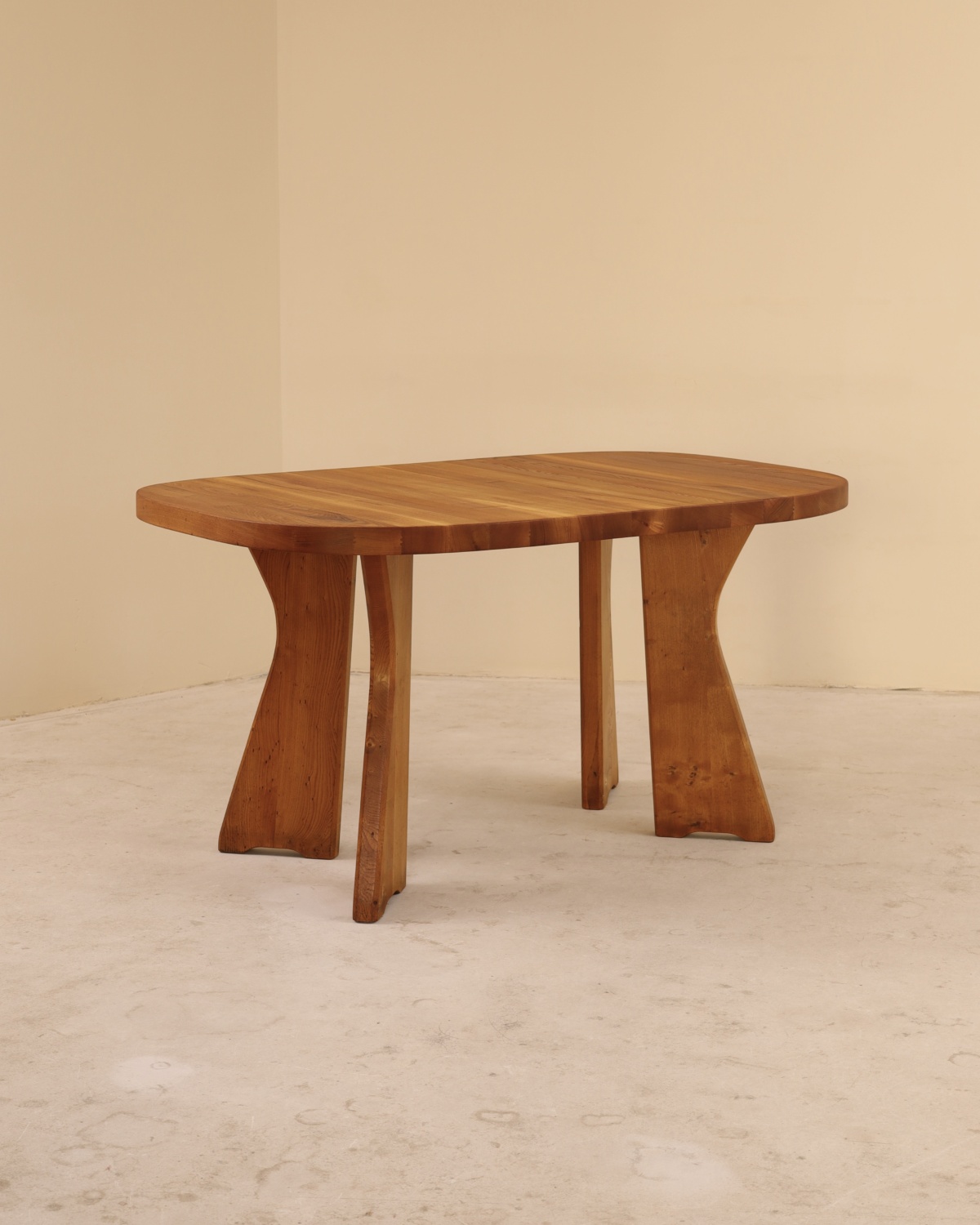 Table en orme massif, C. Demoyen, France, 1980&rsquo;s