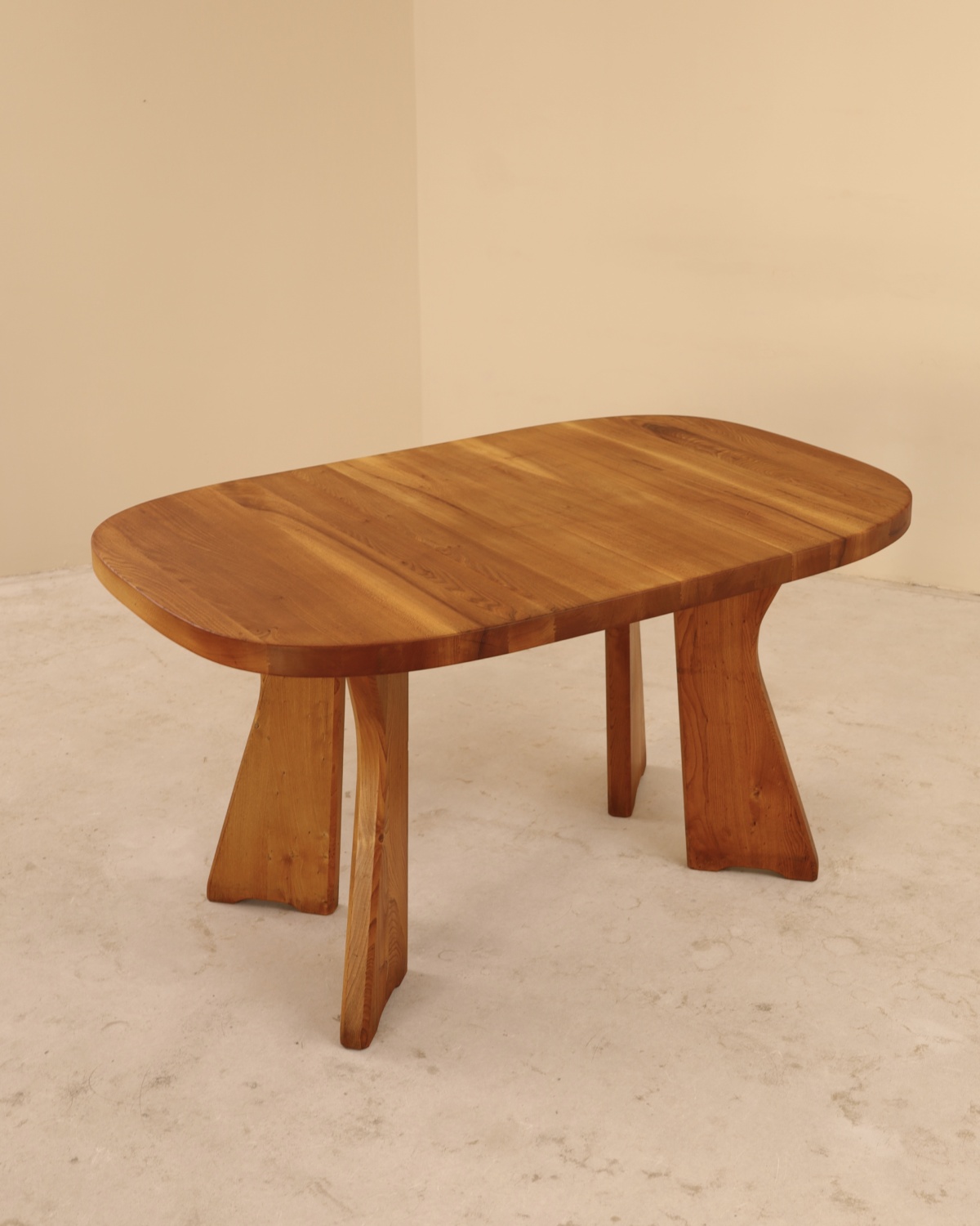 Table en orme massif, C. Demoyen, France, 1980&rsquo;s