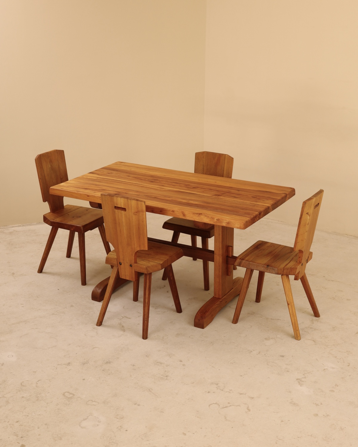 Table en orme massif, France, 1980&rsquo;s
