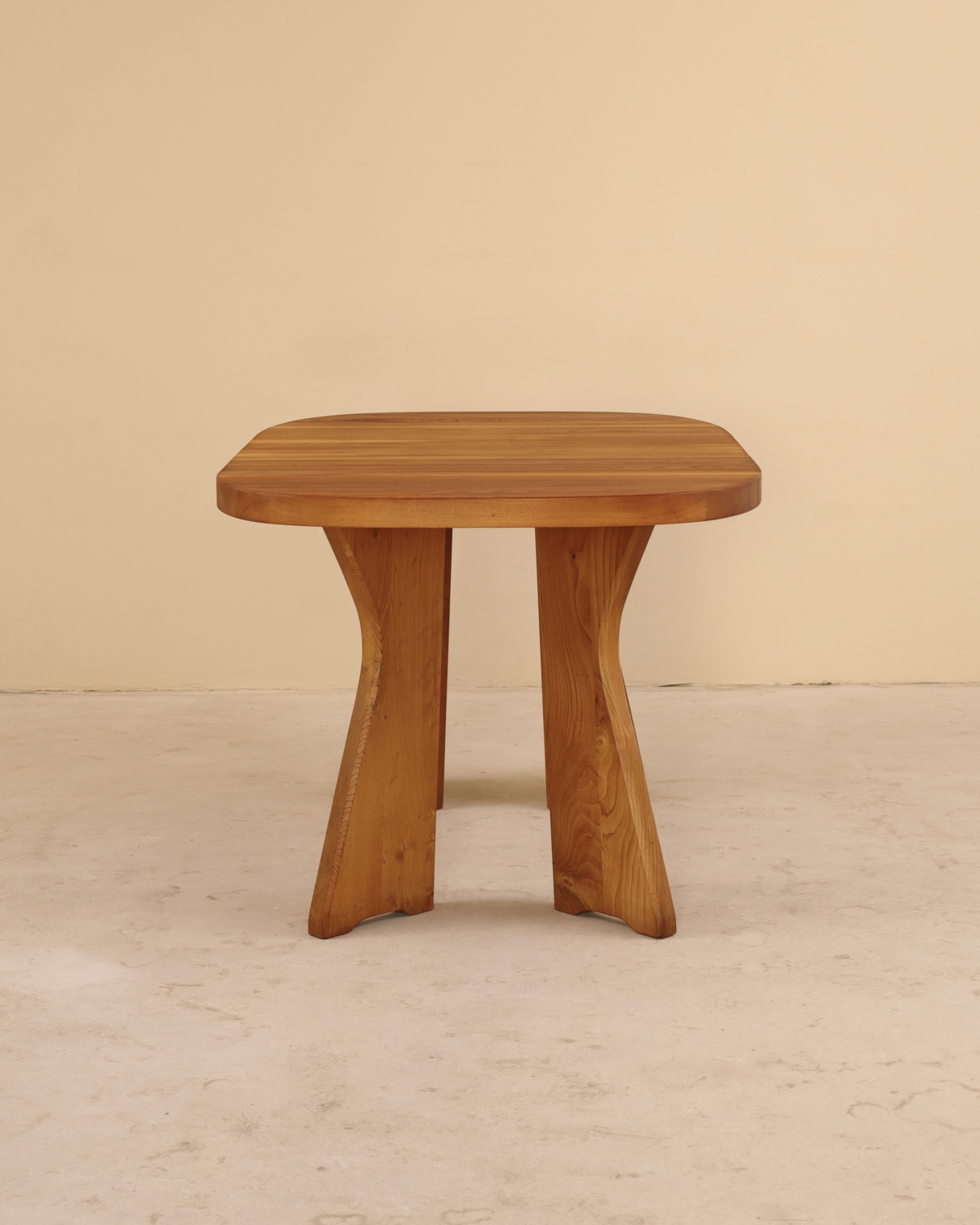 Table en orme massif, C. Demoyen, France, 1980&rsquo;s